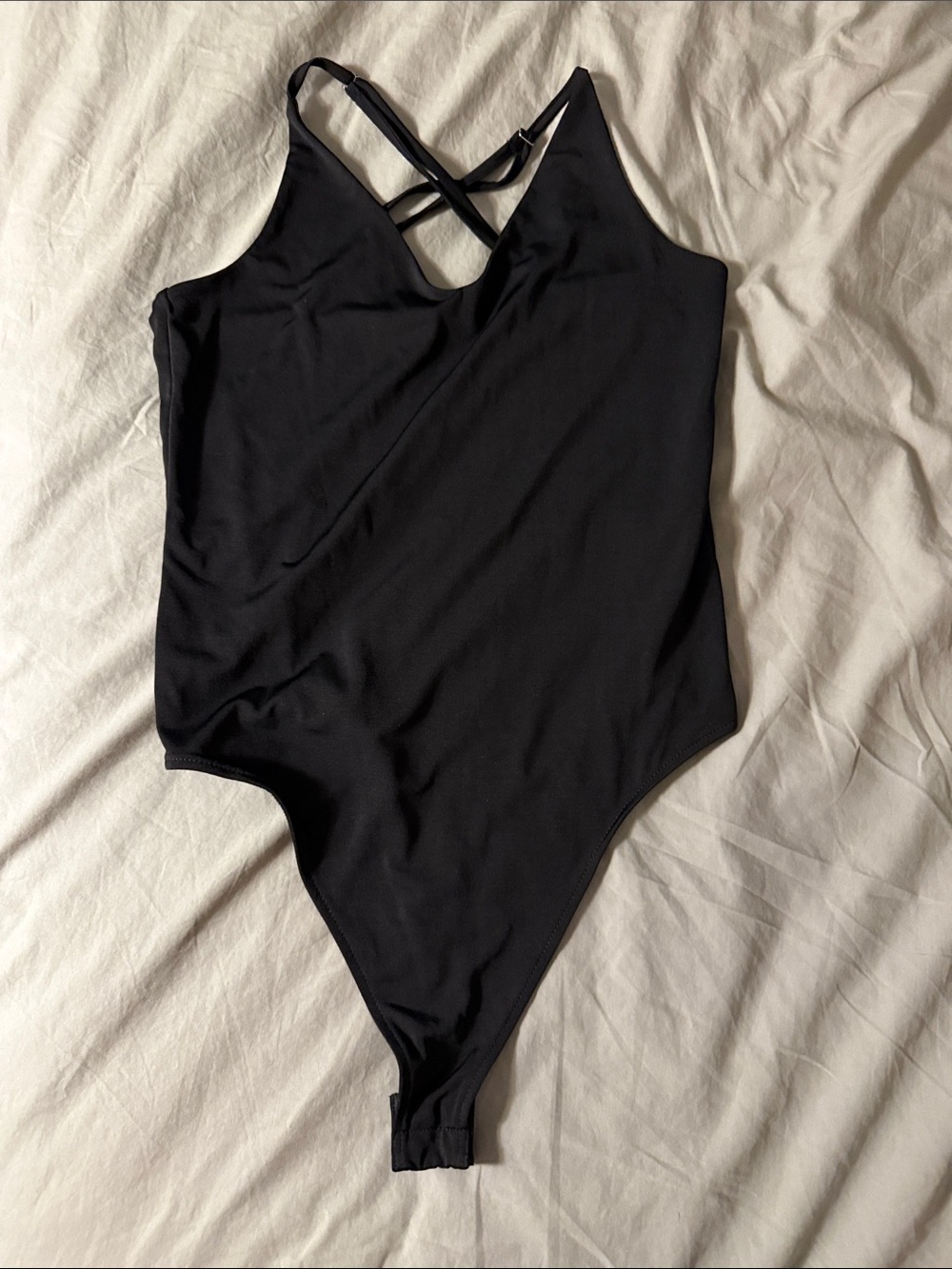 AllSaints Black Strappy V-Neck Bodysuit